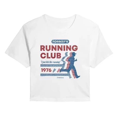 Женская укороченная футболка с графическим рисунком Forrests Running Club, белая