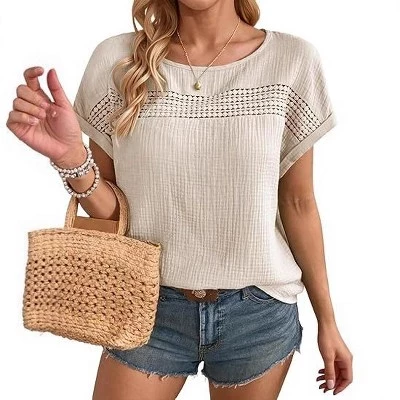 Женский топ Yesfashion с вязаной вставкой, абрикосовый