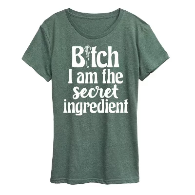 Женская футболка B|tch I am the Secret Ingredient с коротким рукавом и графическим рисунком heather juniper