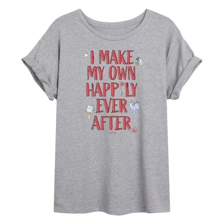 Women's -  - Happily Ever After Belle Oversized Graphic T-Shirt heather grey