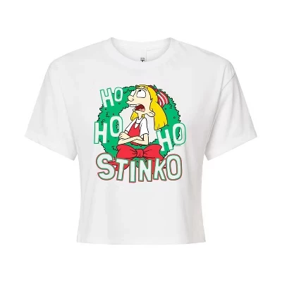 Женская укороченная футболка с рисунком Ho Ho Ho Stinko, белая