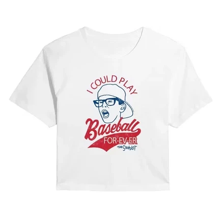 Женская укороченная футболка с рисунком Baseball Forever, белая