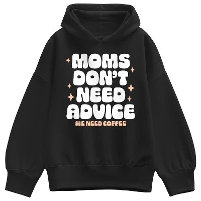 Women's -  - Moms Dont Need Advice Oversized Fleece Hoodie Sweatshirt black