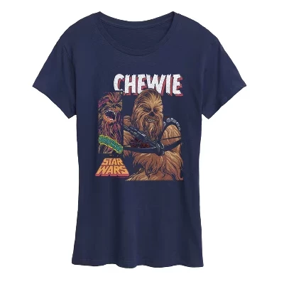 Женская футболка Chewie Boxes с коротким рукавом и рисунком, синяя