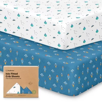 2pk Простыней Isla для мальчиков и девочек, 52x28 см, подходит для стандартных матрасов в детскую кроватку space quest