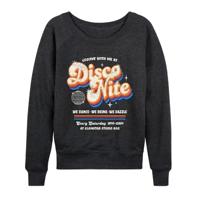 Женская легкая махровая рубашка Disco Nite с широким вырезом и длинным рукавом с графическим рисунком heather charcoal