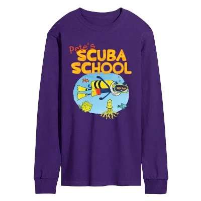 Мужская футболка Pete's Scuba School с длинным рукавом и рисунком фиолетового цвета