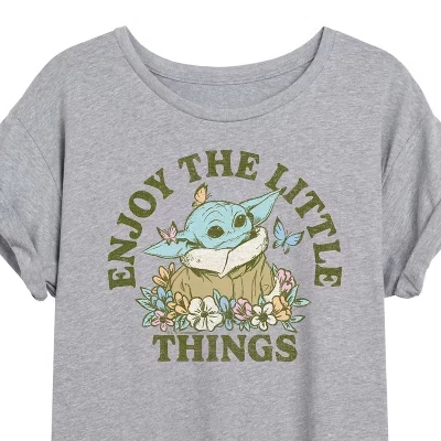 Женская футболка The Mandalorian Enjoy The Little Things с объемным рисунком heather grey