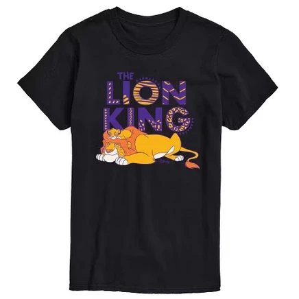 Мужская футболка The Lion King Simba & Mufasa, черная