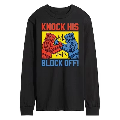 Мужская футболка с длинным рукавом Knock His Block Off Robot Art с графическим рисунком, черная