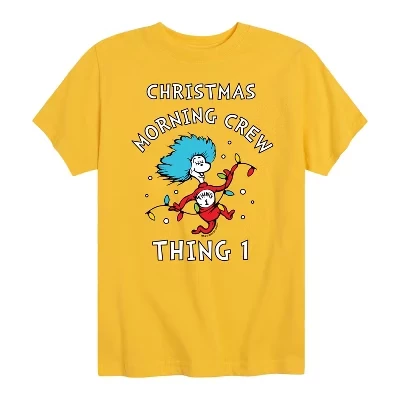 Рождественская утренняя команда Thing 1 Футболка с коротким рукавом и рисунком желтого цвета
