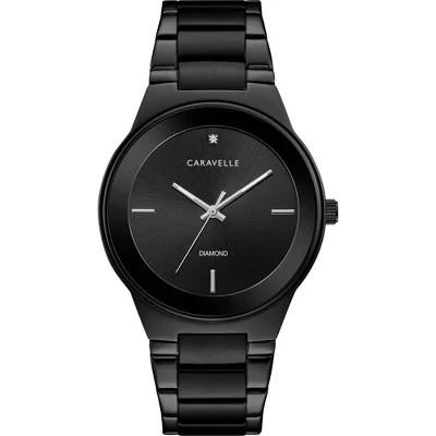 Мужские часы Caravelle by Bulova Modern, черные, с бриллиантом