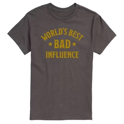 Мужская футболка с коротким рукавом Funny Worlds Best Bad Influence с графическим рисунком цвета древесного угля