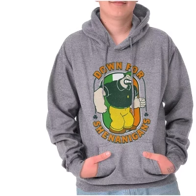 Bluto St Paddys Down For Shenanigans Толстовка с капюшоном Мужская лицензионная спортивная серая
