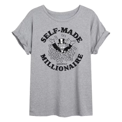 Женская футболка Monopoly Self Made Millionaire, серая