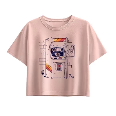 Arcade Scene Short Sleeve Boxy Graphic T-Shirt pink