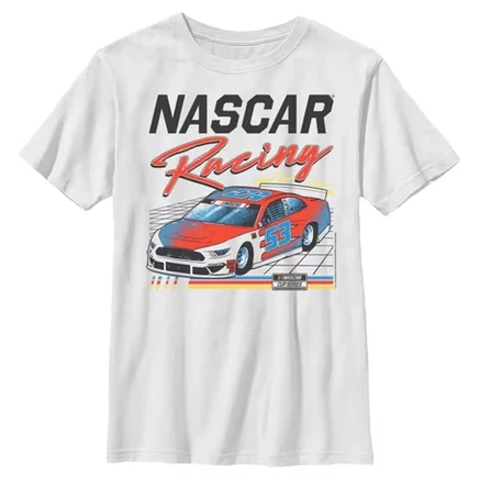 Футболка для мальчиков Nascar с принтом Racing Car 53, белая