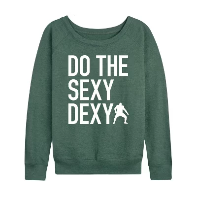 Женская рубашка Do The Sexy Dexy из легкого французского махрового полотна с широким вырезом и длинным рукавом с графическим рисунком heather juniper