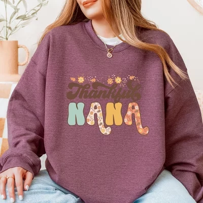 Толстовка Thankful Nana с цветочным принтом вересково-бордовый