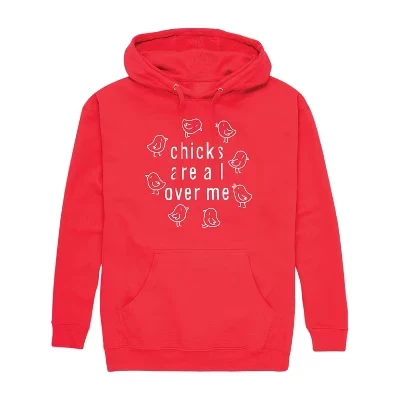 Мужская толстовка - пуловер из флиса с рисунком Chickens Are All Over Me, красный