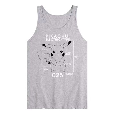 Мужская майка Pokemon Пикачу Electric-Type, серый меланж