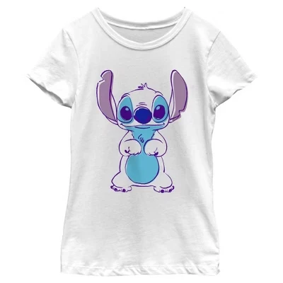 Футболка для девочек Lilo & Stitch, принт Стич, белая