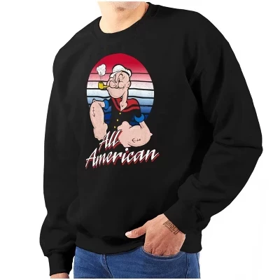 Полностью американская толстовка Popeye The Sailor Man для мужчин и женщин с лицензией черного цвета