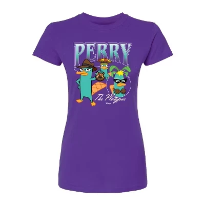 Женская приталенная футболка Perry Platapus Bootleg с графическим рисунком фиолетового цвета