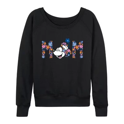 Женская рубашка с цветочным рисунком Mom Minnie Florals, легкая французская махровая рубашка с широким вырезом и длинным рукавом, черная