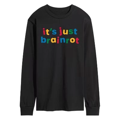 Мужской лонгслив Instant Message «Just Brainrot», черный