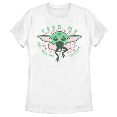 Женская футболка The Mandalorian на День святого Валентина The Child Feed Me белого цвета
