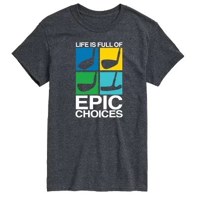 Мужская футболка с коротким рукавом и графическим рисунком heather charcoal от Epic Choice Golf - Жизнь полна эпического выбора