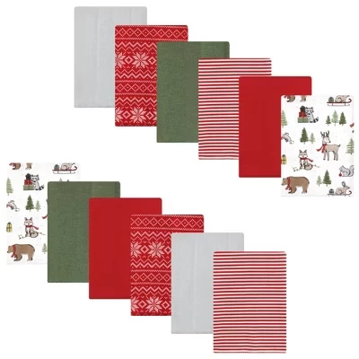 Детские фланелевые салфетки для отрыжки Hudson Baby 12pk holiday forest
