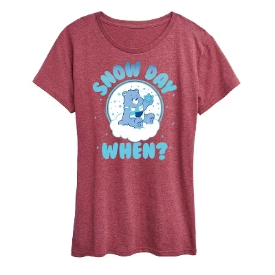 Женская футболка Care Bears Snow Day When, бордовая