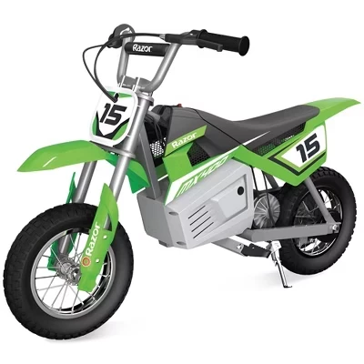 MX400 Dirt Rocket Kids Катается на 24-вольтовом электрическом игрушечном кроссовом мотоцикле Dirt Bike, скорость 14 миль в час, для детей в возрасте от 13 лет и старше или весом не более 140 фунтов, зеленый