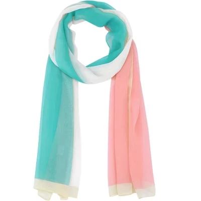 Women's Color Block Vintage Gradient Geometry Silky Neckerchief Wrap for Casual 1 Pc srtipe-4