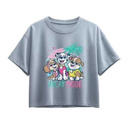Футболка для девочек - Paw Patrol - Vacay Mode с коротким рукавом и графическим рисунком цвета шамбре синего цвета