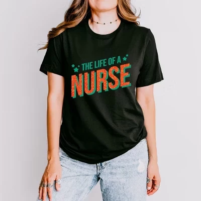 The Life Of A Nurse Puff/Блестящая женская футболка с коротким рукавом черного цвета