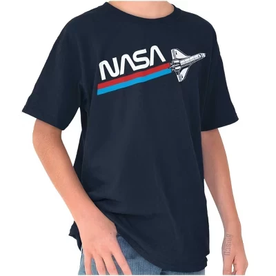 Футболки с логотипом американского космического челнока NASA Worm Crewneck для мальчиков и девочек с лицензией