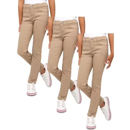 Супер-эластичные узкие форменные брюки-карандаш Galaxy Authentic 3-Pack для девочек цвета хаки
