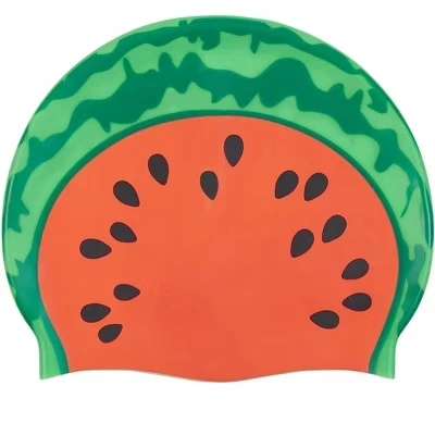 Шапочка для плавания Sporti Watermelon силиконовая, зеленая