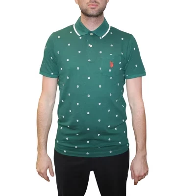 Мужская поло U.S. POLO ASSN. Slim Fit с принтом, зеленая