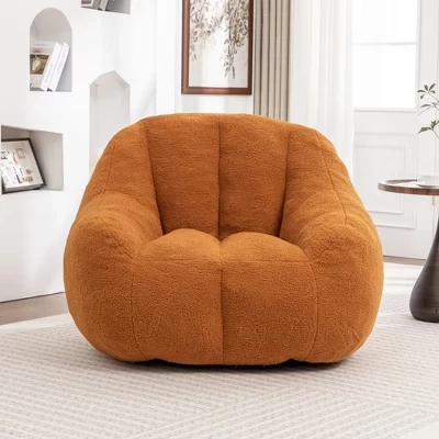 Современный мягкий плюшевый напольный диван-мешок Bean Bag с эффектом памяти, мягкий ворсистый диван-футон для гостиной, спальни желтого цвета