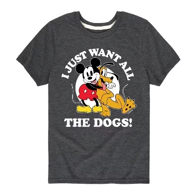 Футболка с коротким рукавом Mickey Pluto Just Want All Dogs с графическим рисунком heather charcoal