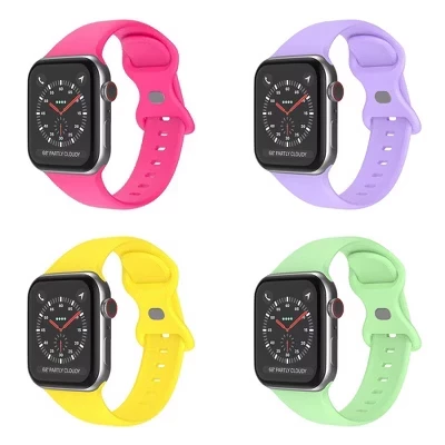 Link 4 Упаковки Совместимых с Apple Watch Мягких силиконовых спортивных ремешков Водонепроницаемых мужских и женских для серии SE 7 6 5 4 3 2 1