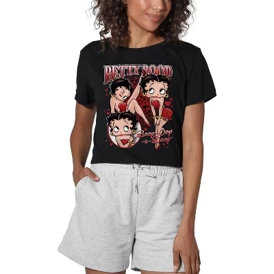Женский укороченный топ Boop Oop A Doop Bootleg черного цвета