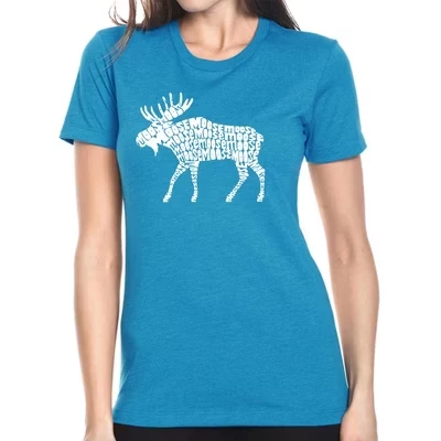 Женская футболка премиум-класса с надписью Word Art - Moose бирюзового цвета