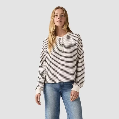  Женская рубашка Lassen Henley ® - Гардения в полоску