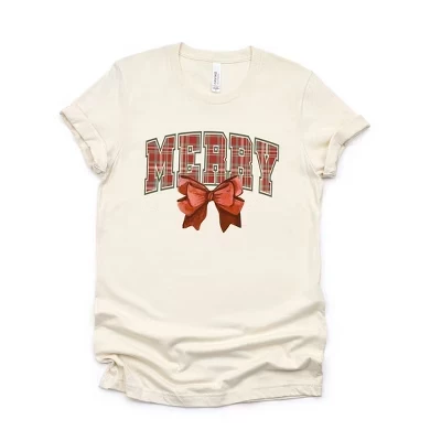 Женская футболка в клетку Coquette Merry с коротким рукавом и рисунком кремового цвета