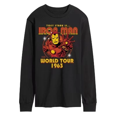 Мужская футболка в стиле Iron Man Band с длинным рукавом и графическим рисунком, черная